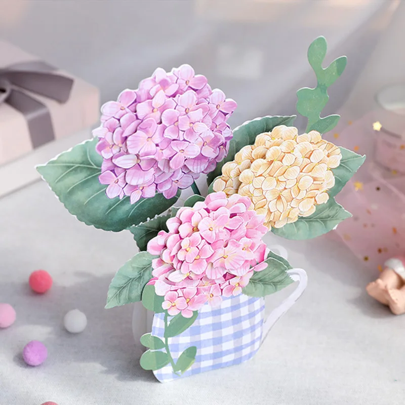 3D цветок поздравительные открытки Pop Up подарок на день рождения вечерние