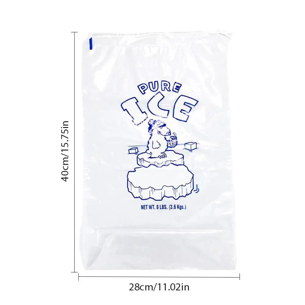 

100PCS Recyclable Drawstring Ice Bag Puncture-Resistant EVA Disposable Portable Storage Pouch for Freezer