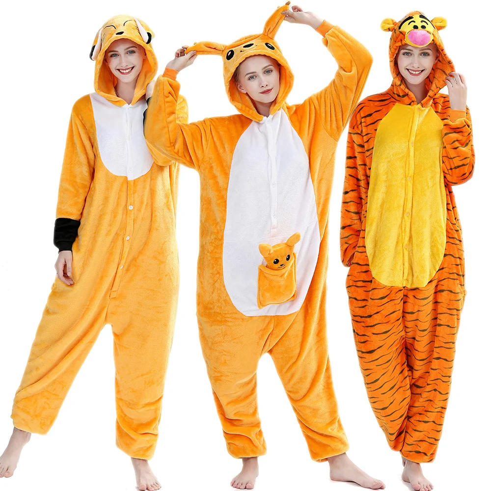 Животные взрослые пижамы одежда для сна с рисунками из мультфильмов ползунки