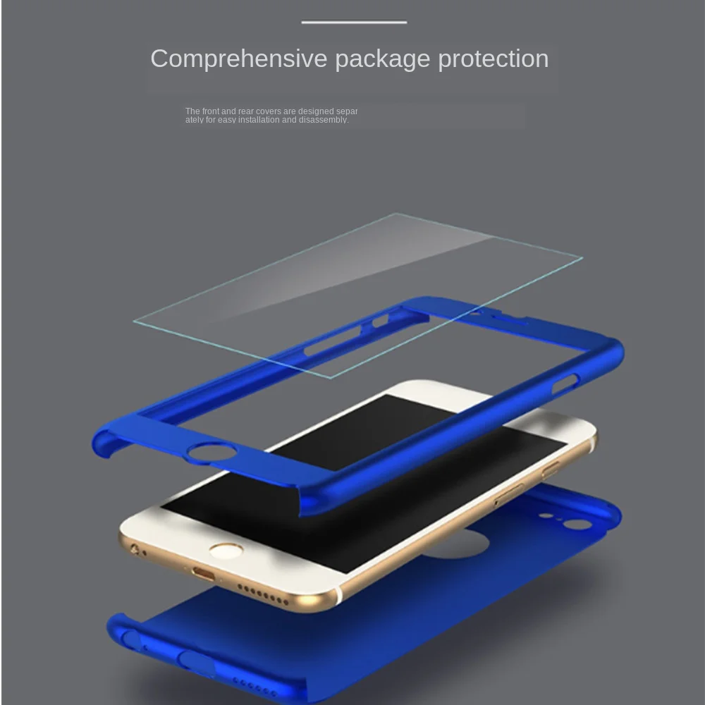 

Luxury 360 Full Cover Phone Case For iPhone X XR XS MAX 6 6s 7 8 Plus With Tempered Glass Case Hard PC Shell Protective Cover