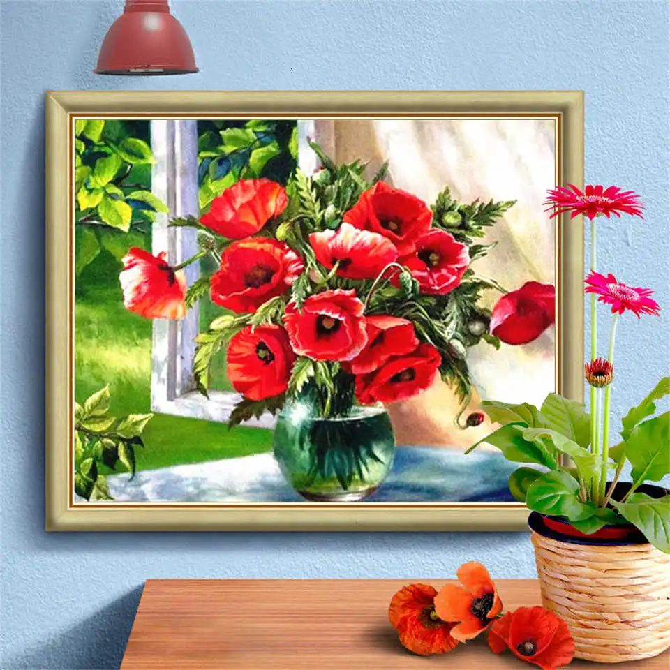 AZQSD Diamond Painting Flower Cross Stitch Embroidery Sale Needlework Gift Home Decor Picture Of Rhinestones Diy Art | Дом и сад
