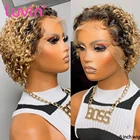 Luvin 6-дюймовый медовый светлый парик с выщипываемым эффектом омбре боб парики на шнуровке T часть Короткие вьющиеся человеческие волосы парик с глубокой волной