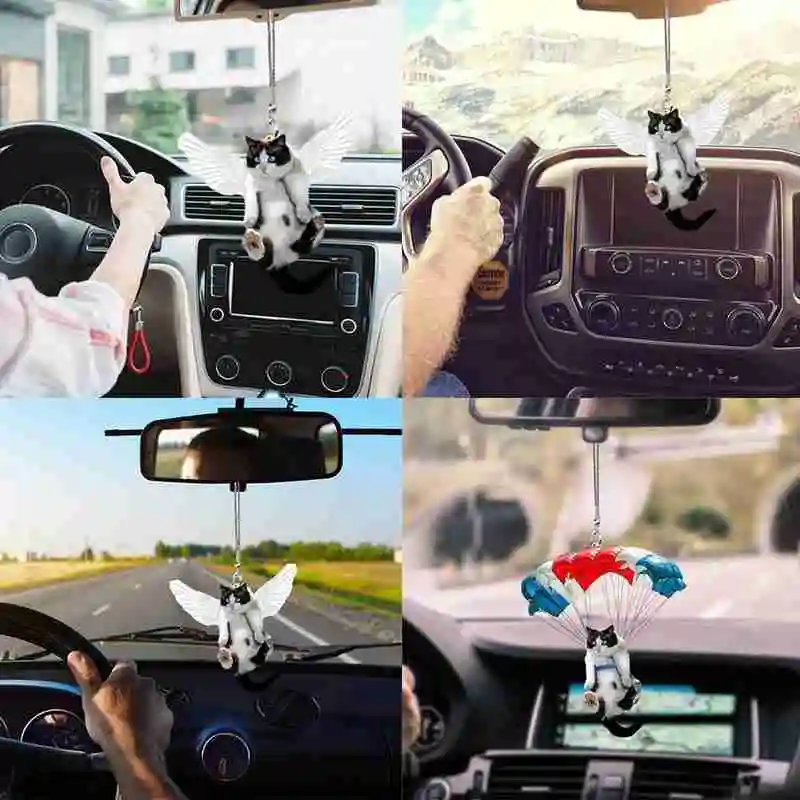 Новинка подвеска в виде кота с воздушным шаром для автомобиля милых кошек на