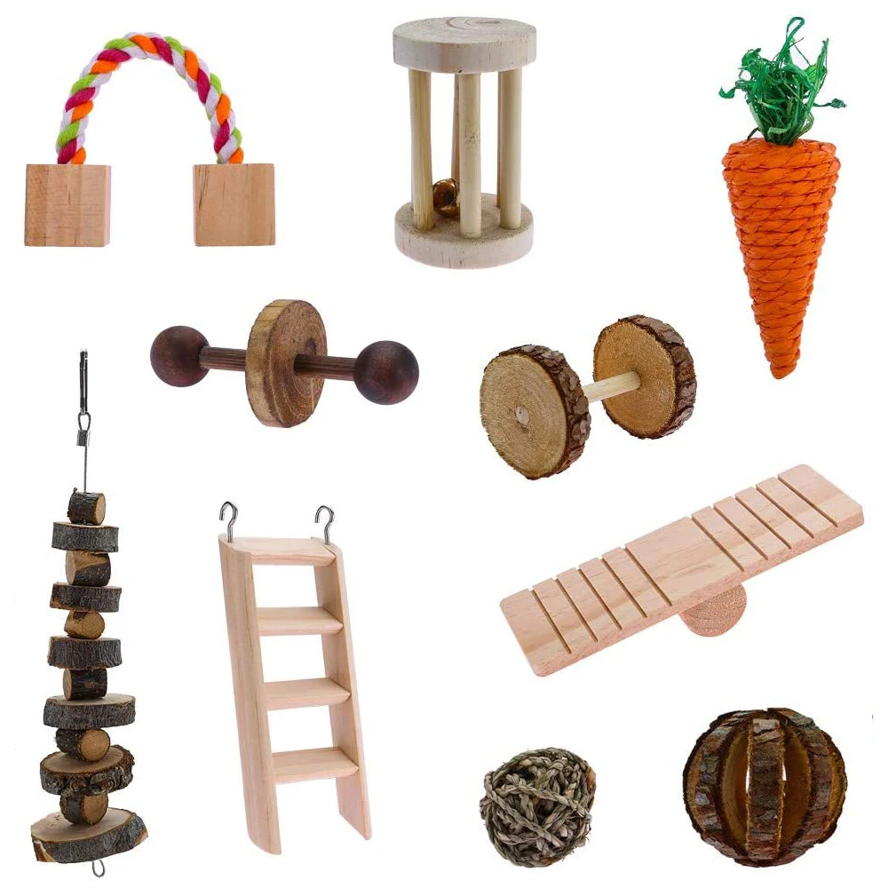 10 шт./компл. питомцы хомяк из натурального дерева жевательные игрушки клетка