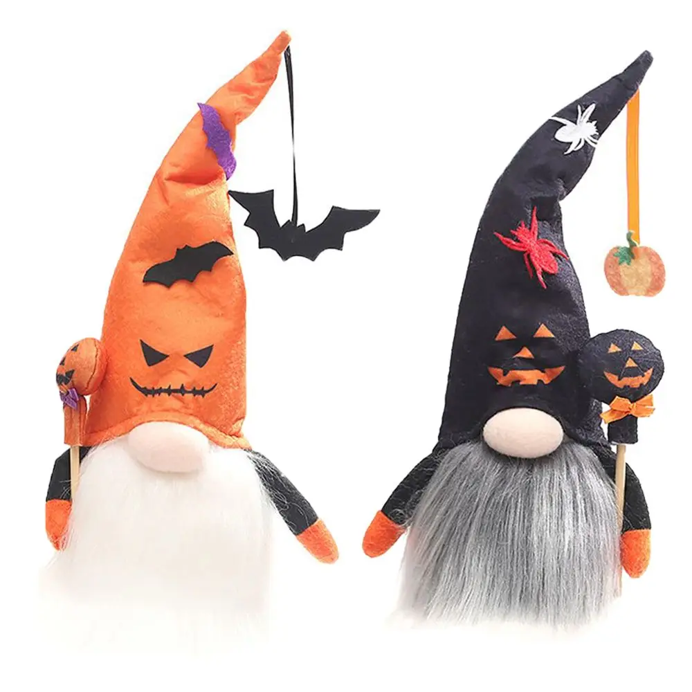 

Durable Trick Or Treat Horror Home Decor Llluminated Gnome Doll Faceless Doll Pumpkin Broom Doll Festival Ornaments