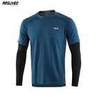 Футболка ARSUXEO Мужская быстросохнущая для бега, Спортивная компрессионная рубашка с длинным рукавом, эластичная одежда для фитнеса и спортивного зала, 18T8, весна-осень