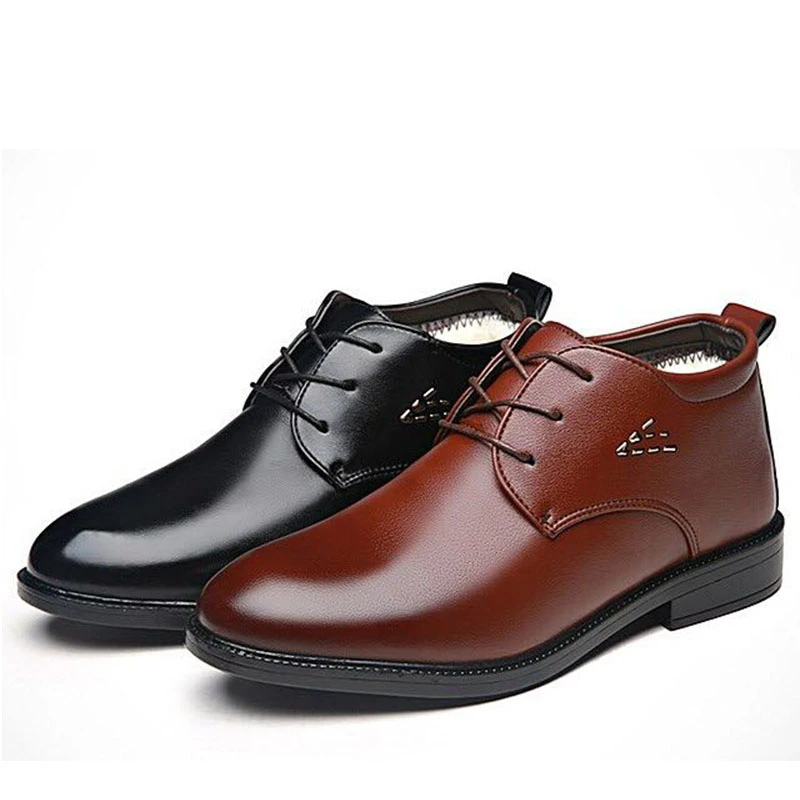 

Classic Snow Boots Men Winter Plus Velvet Thickening Ankle Boots Leather Lace Up Warm Non-Slip Waterproof Shoes Male Footwear