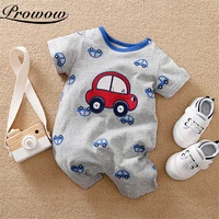 prowow baby boy clothes summer newborns sleepwear for childrens overalls cars toddler costume funny kids jumpsuits baby romper