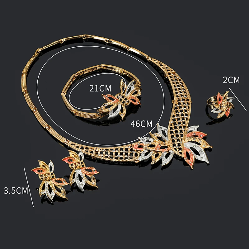 

Fani 2020 Dubai Gold Colorful Bridal Jewelry Sets Wholesale Fashion Exquisite statement Woman costume Wedding Jewelry set