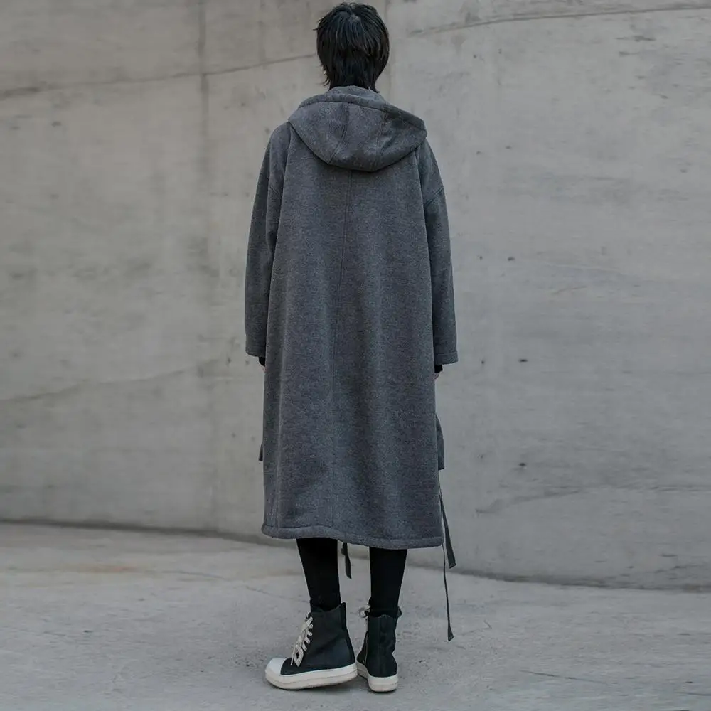 New 2019 Women Winter Korean Fashion Gray Hooded Trench Coat With Big Pocket Lady Unique Plus Long Jacket Windbreaker L1207C-49 |