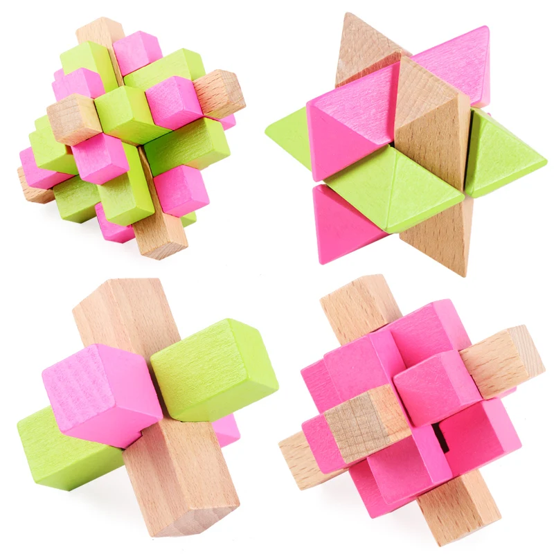 

Classic IQ Wooden Jigsaw Kong Mingsuo Luban Lock 9pcs Mind Brain Teasers Burr Puzzles Toy Adults Baby Educational Chinese Puzzle