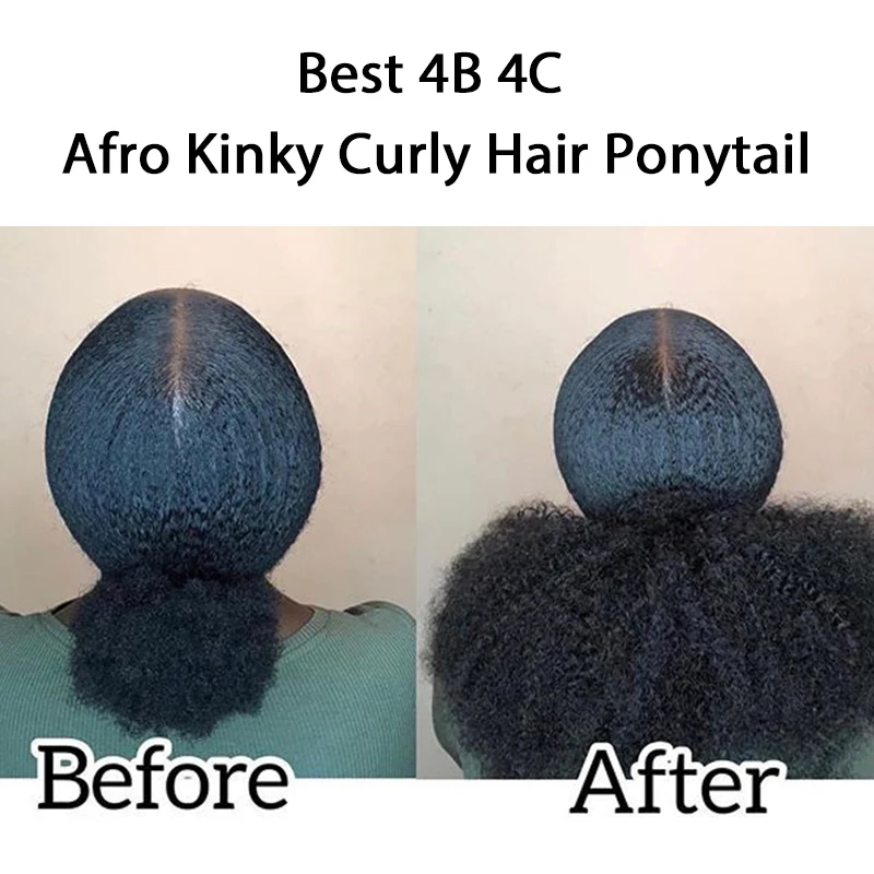 Eseewigs 4B 4C Afro Kinky завитые человеческих волос хвостик для чернокожих женщин