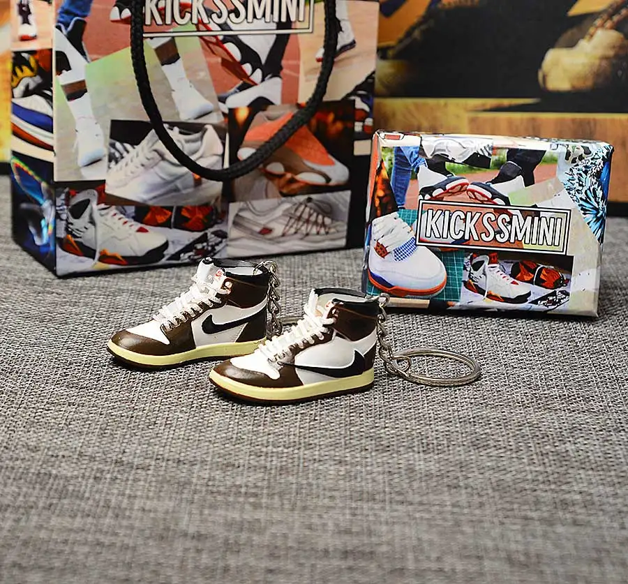a pair w metal ring Персональный DIY Jordan Generation AIR JORDAN 1 chicago 3D кроссовок фигурный брелок сумка Подвеска парный брелок - Цвет: a pair w metal ring