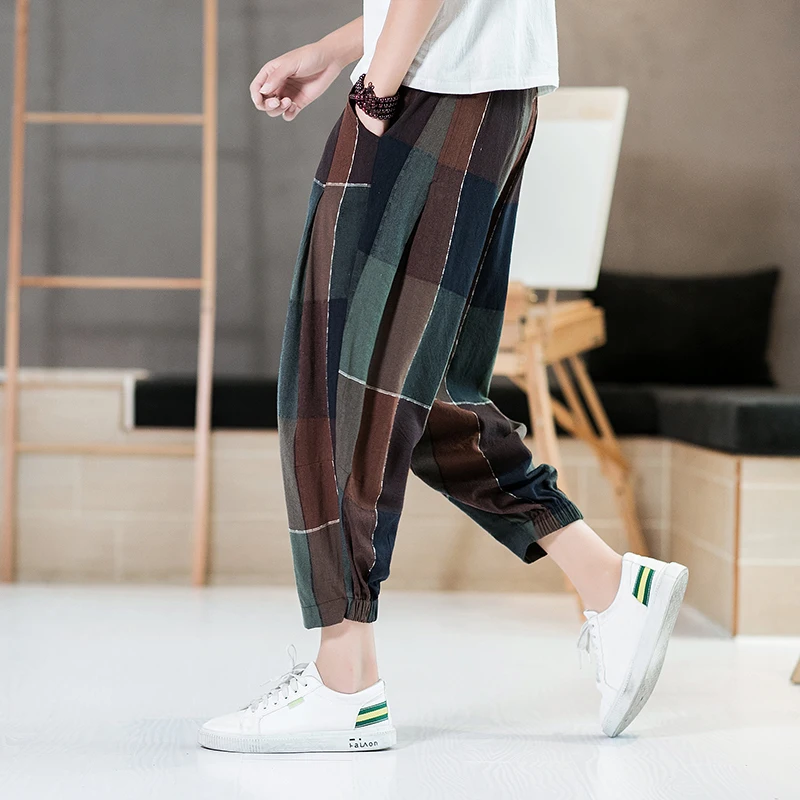 Мужские шаровары в стиле Харадзюку летние хлопковые штаны для бега винтажные