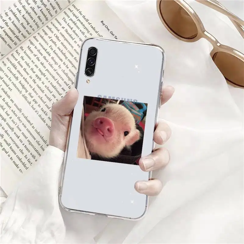 

Cute Little Pink Pet Pig Phone Case Transparent Clear For Samsung Galaxy A71 A21s S8 S9 S10 plus note 20 ultra