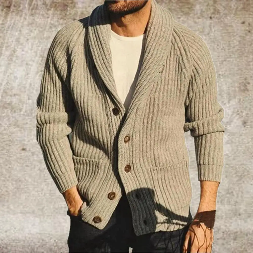 

Lightweight Good Classic Style Men Coat Woolen Yarn Men Cardigan Washable for Indoor