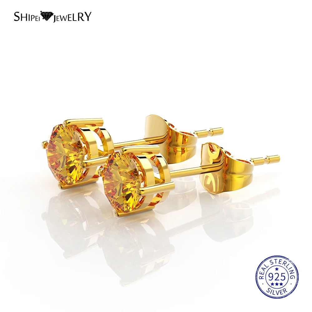 Женские и мужские серьги-гвоздики Shipei 100% Стерлинговое Серебро 925 пробы ювелирные