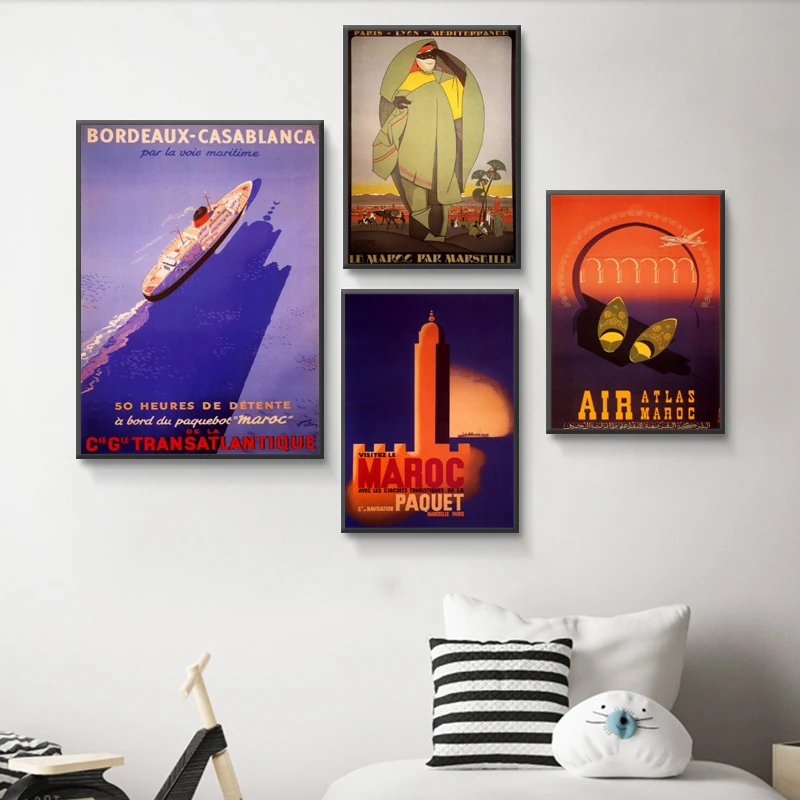 Ретро Африка путешествия плакаты Марокко Паке классический холст картины
