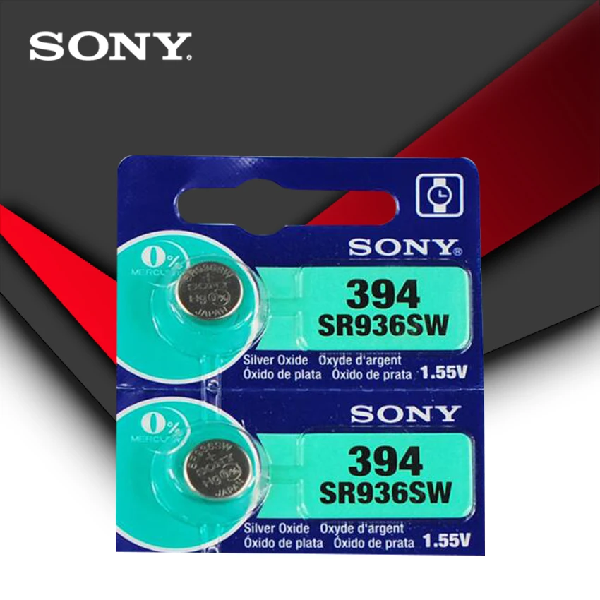 2 шт. Sony 100% оригинал 394 SR936SW 936A LR45 L936 AG9 1 55 V серебряные Оксидные кнопочные батарейки