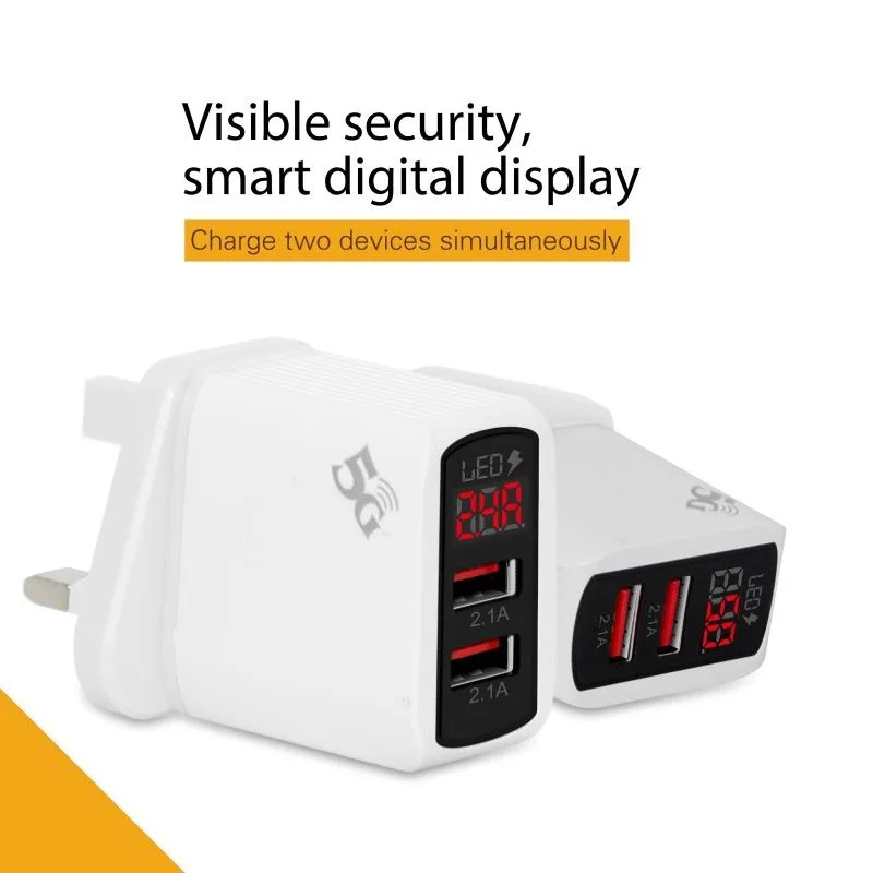 Зарядное устройство для мобильного телефона с цифровым дисплеем и 2USB