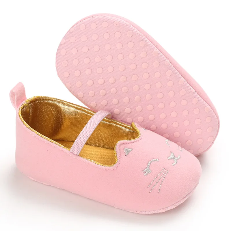 Baby First Walkers Baby Shoes Newborn Infant Pram Mary Jane Girls Princess Moccasins Cats Print Soft Shoes 0-18M