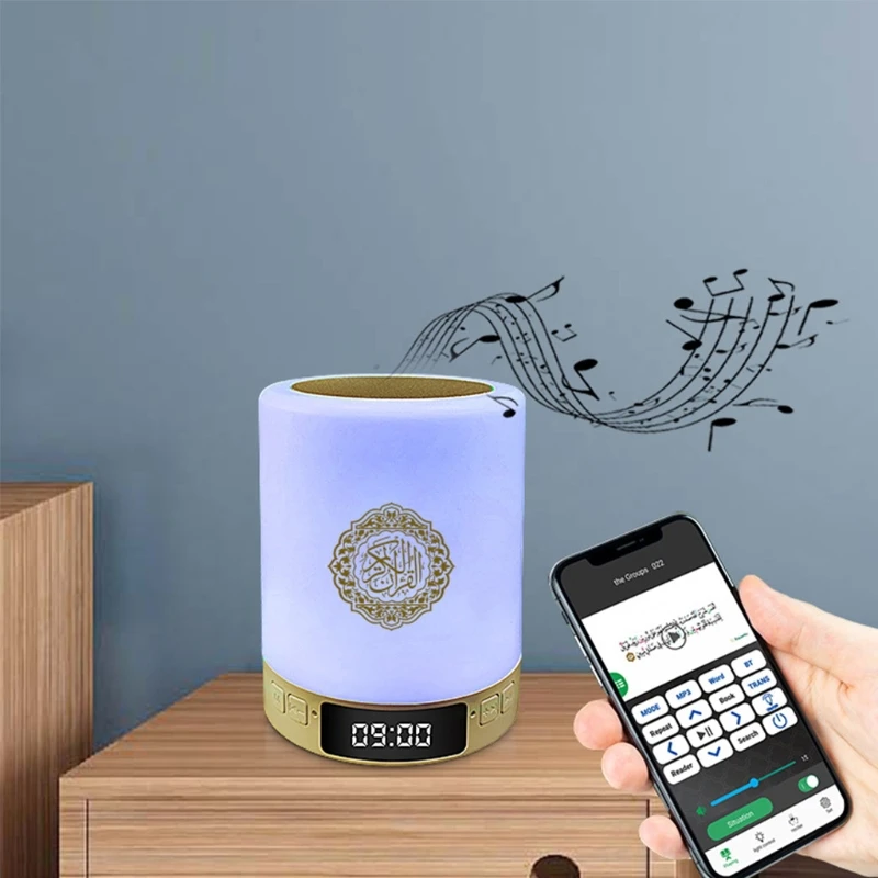 

Новинка 2021, Bluetooth-совместимый динамик Корана, светодиодный ночсветильник, умное управление через приложение, часы AZAN