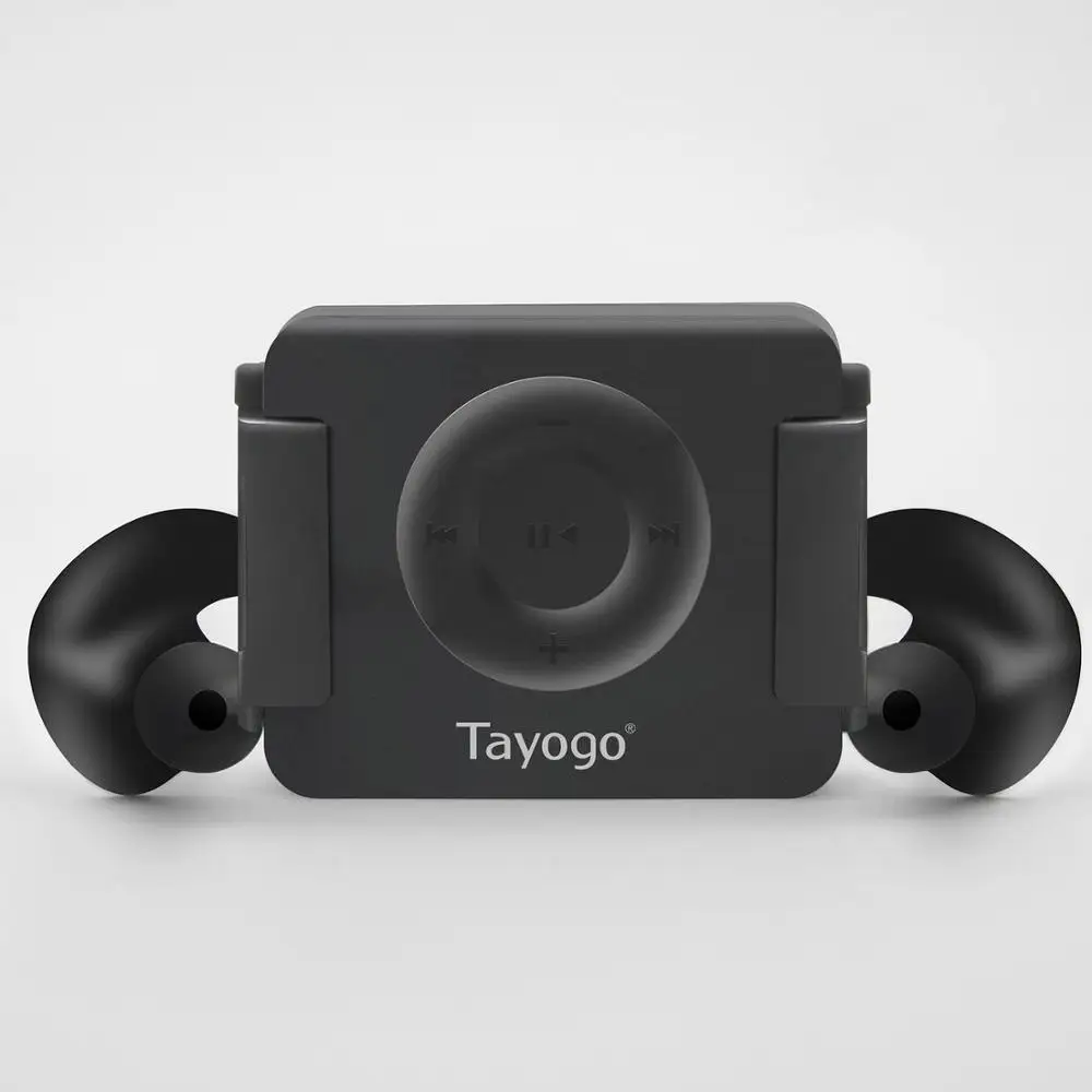 black Tayogo IPX8 водонепроницаемый плавательный MP3-плеер гарнитура музыкальный плеер с слотом для карт с функцией перемешивания с наушником для плавания - Цвет: black