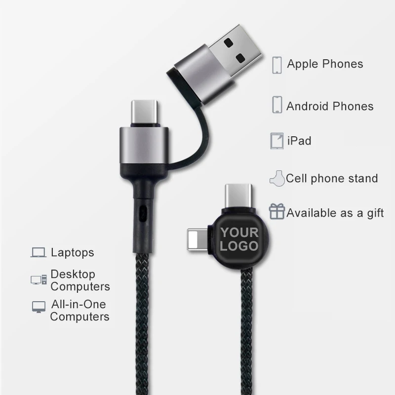 

Dual Input USB Type C Cable PD Fast Charge C-C C-Apple Dual Output Charging Phone Holder Date Cable For Iphone 12 Pro Max Huawei