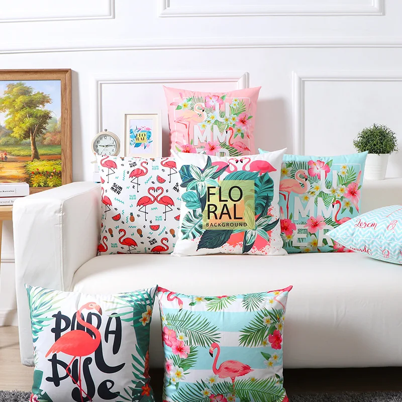 

Flamingo Plush Pillowcase 45 X45cmins Style Home Decoration Sofa Cushion Cover Bedroom Bedside Throw Pillowcase