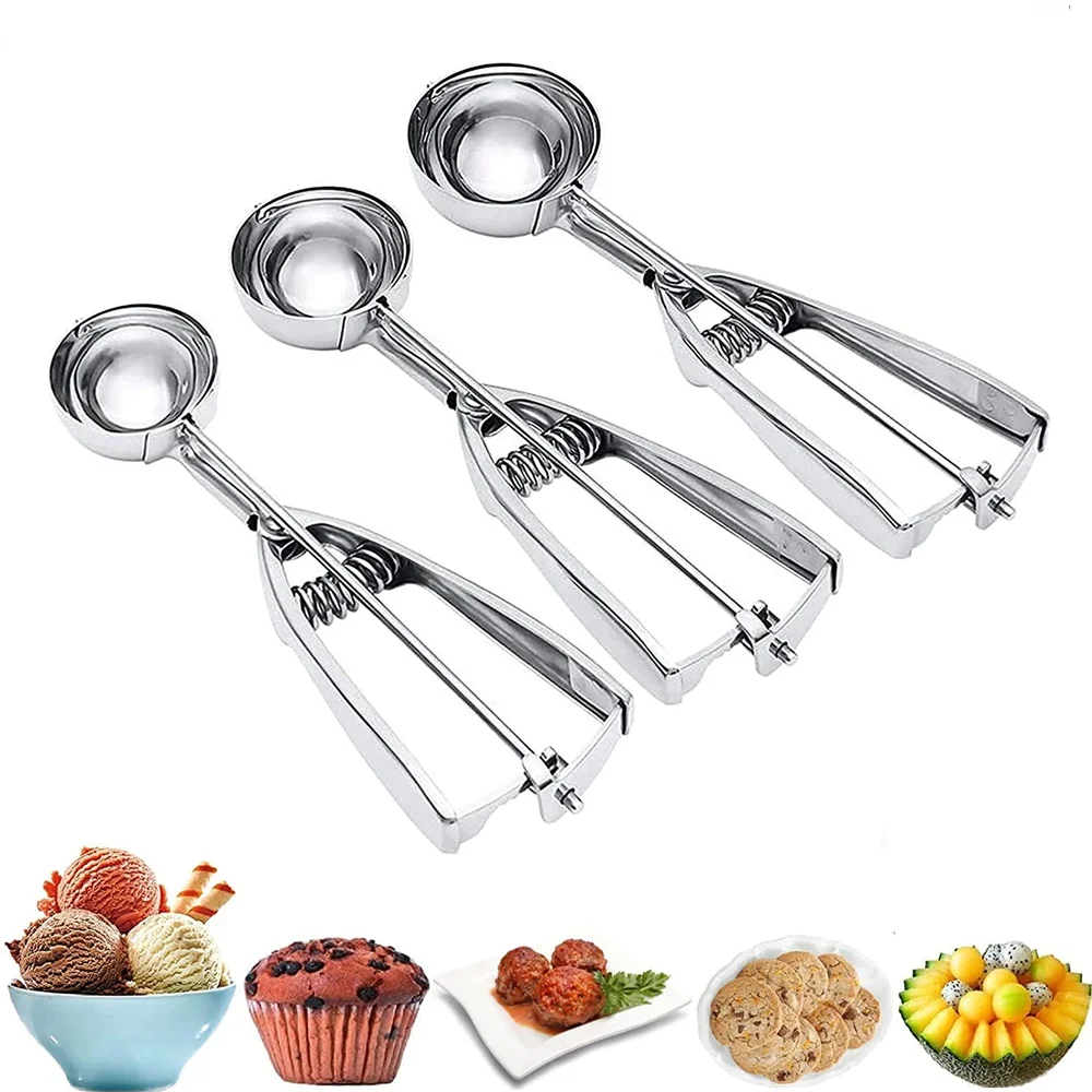 Ice Cream Scoops Stainless Steel Cookie Scoop 4cm 5cm 6cm Baking Biscuit Fruits Potato Watermelon Ball Kitchen Accessories |