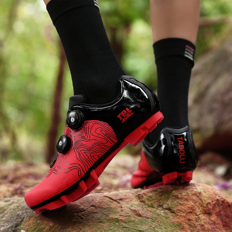 

Men's Double Turn Buckle Mountain Non-Slip Cycling Shoes, Road Cycling Shoes With Lock, Rubber Sole Non-Locking Cycling Shoes