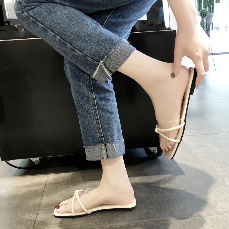 Шлепанцы женские летние пляжные сандалии без застежки шерстяные с жемчугом