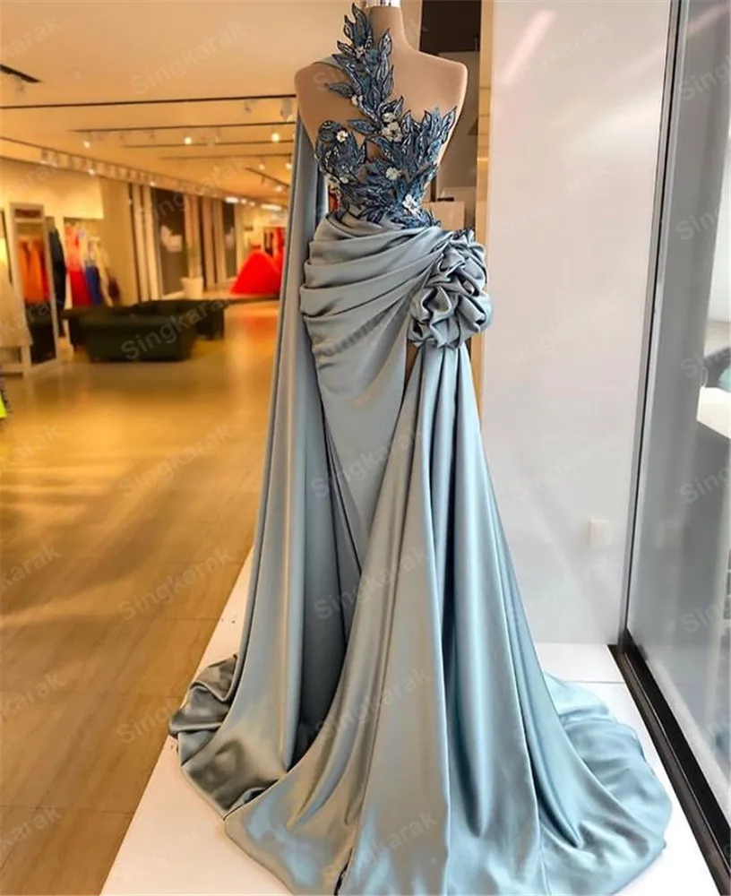 

Роскошные атласные вечерние платья, кружевное платье с оборками в стиле Саудовской Аравии, со складками по бокам, платье для выпускного веч...