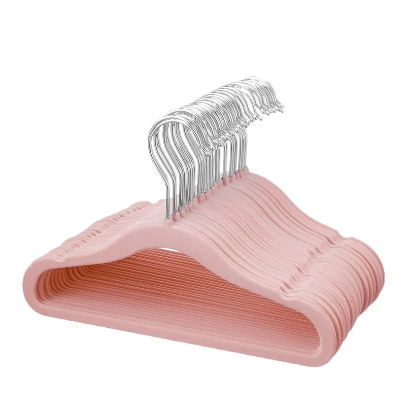 

Flocking Baby Hangers,Non-Slip Kids Hangers with Swivel Hook, Notched Shoulder Design for Children Clothes,30 Pack,Pink