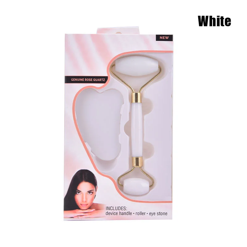 

Natural Jade Facial Massager Roller Double Head Scraping Rose Quartz Roller Slimming Jade Face-lifting Massager Guasha Tools