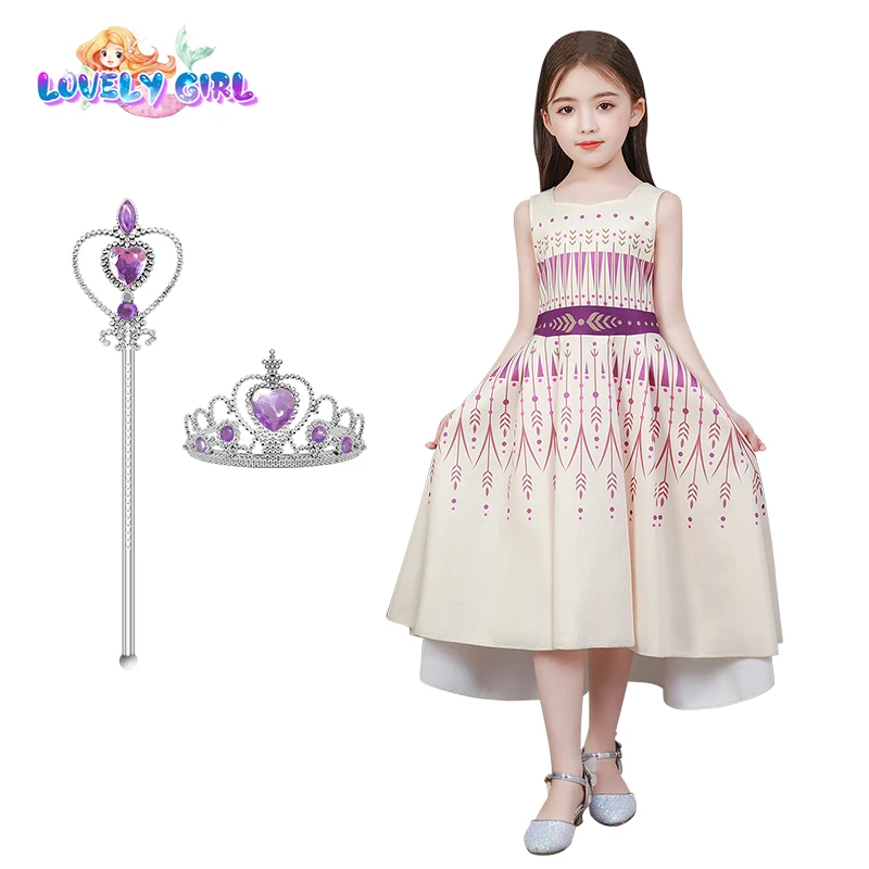 

Роскошный костюм принцессы, длинная блестящая шаль, вечернее платье для девочки на день рождения, Королевский белый костюм с аксессуарами