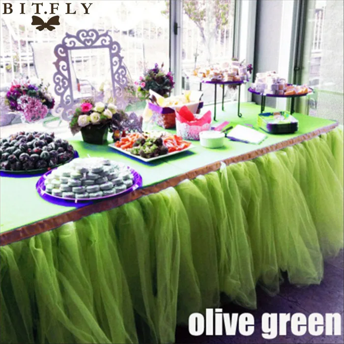 olive green 29 цветов, полиэстер, однотонная 100*80 см юбка-пачка для стола, рождественские принадлежности,, свадебная фатиновая юбка - Цвет: olive green