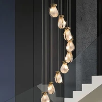 duplex residential living room pendant lamps light luxury creative lamp modern simple high rise staircase long pendant lights