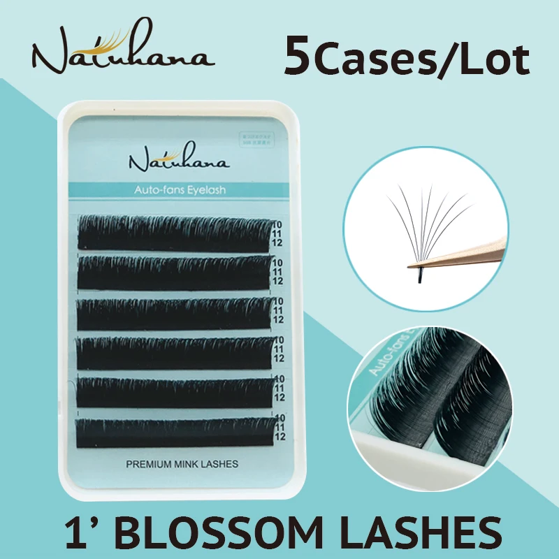 NATUHANA 5 чехлов/партия Easy fan ресницы для наращивания автоматические цветущие