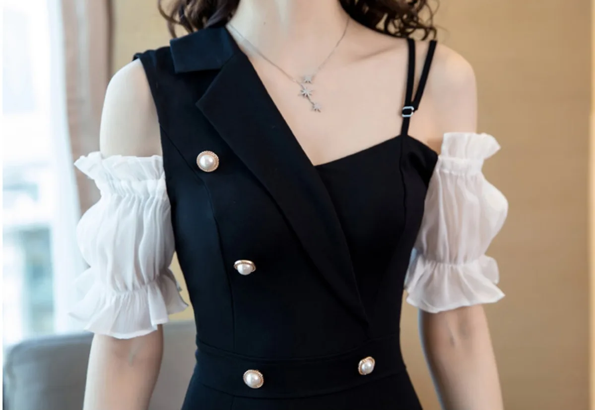 

BacklakeGirls 2020 Sling Sexy Slim-fit Long Bodycon Office Women Dress Irregular Neck Ruffles Short Sleeves Cocktail Dress