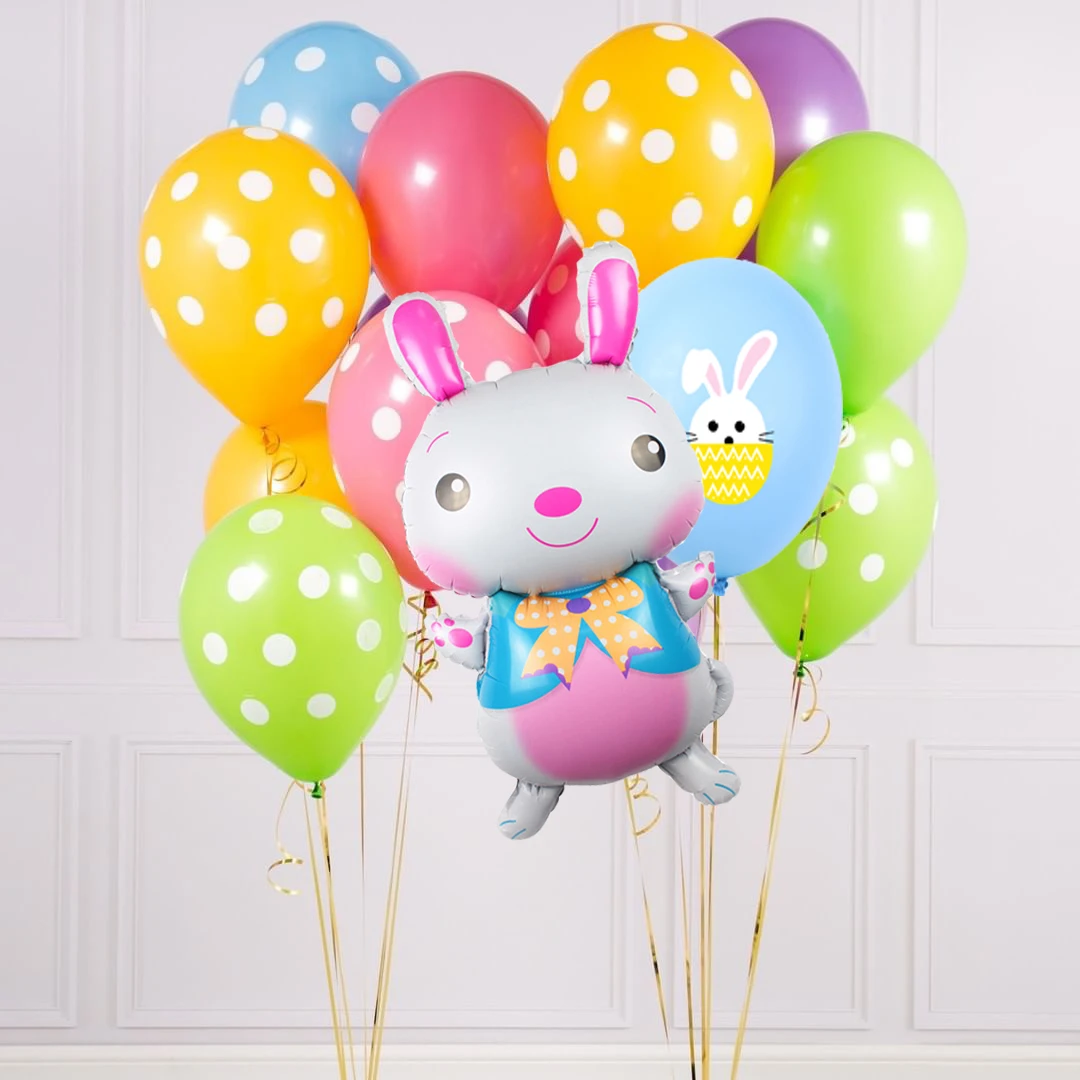 10 шт. Счастливой Пасхи латексных воздушных шаров с многоцветный PointCute в виде