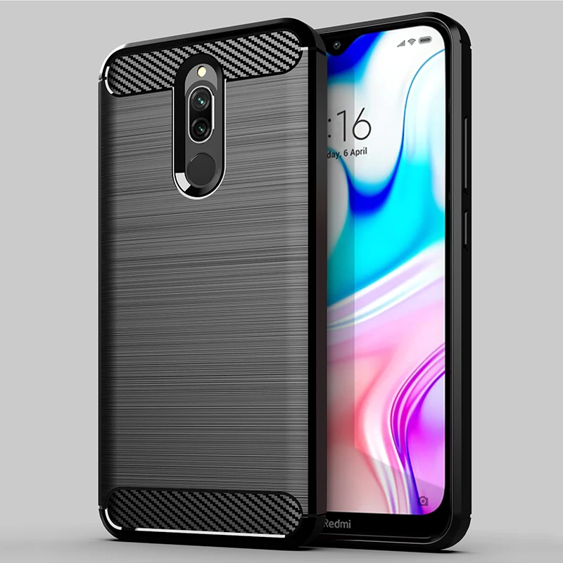 Чехол для Xiaomi Redmi 8A мягкий силиконовый матовый чехол из углеродного волокна Xiomi 8