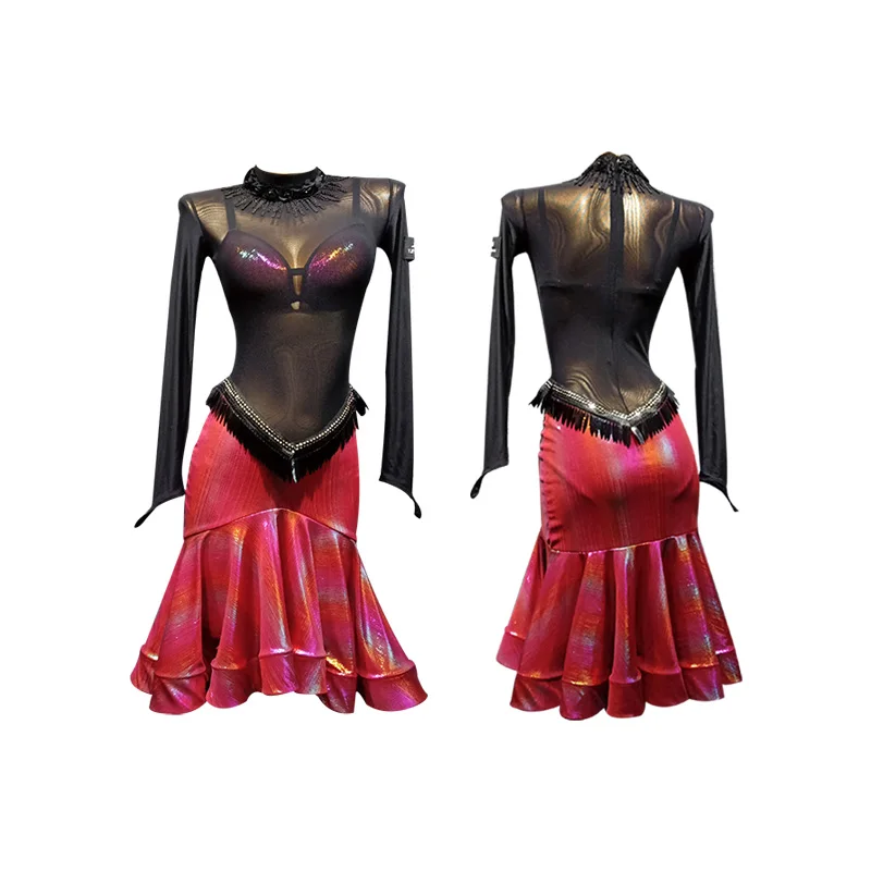 Платье для латиноамериканских танцев Соблазнительные костюмы танцевальная