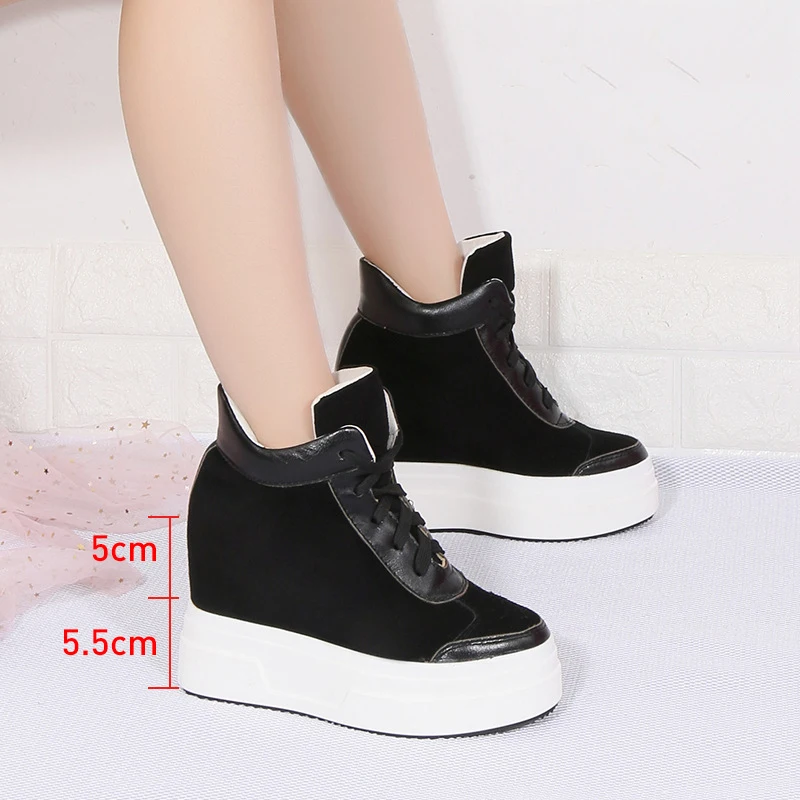 Женские кроссовки на танкетке SWYIVY из натуральной кожи повседневные осенне