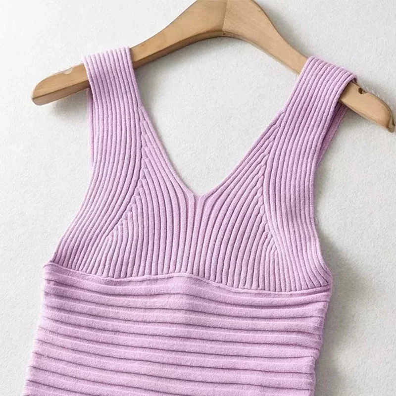 

Knitted Tank Top Women Thread Basic Model Solid Color Cropped Tops Sexy Sleeveless Backless Top Vest Female Clothes Skinny Mujer