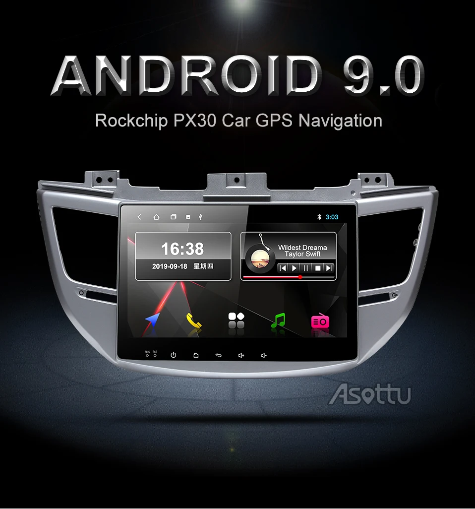 Asottu CXTS1060 android 9,0 PX30 автомобильный dvd gps плеер для Tucson ix35 Автомобильная dvd-навигационная система raido Аудио Видео плеер автомобиль 2 din