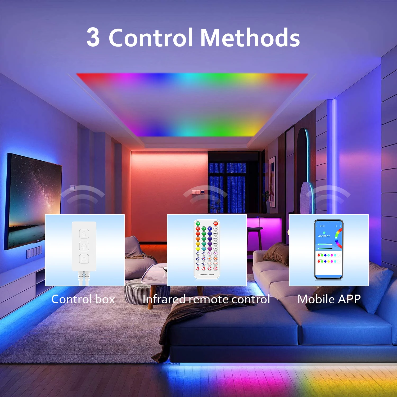 Светодиодная лента RGB с приложением по Bluetooth декоративное освещение для стены