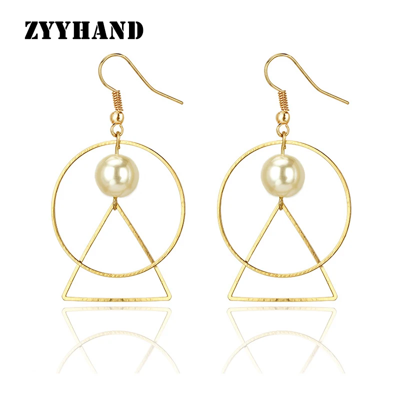 Модные женские золотистые бусины среднего размера круглые треугольные