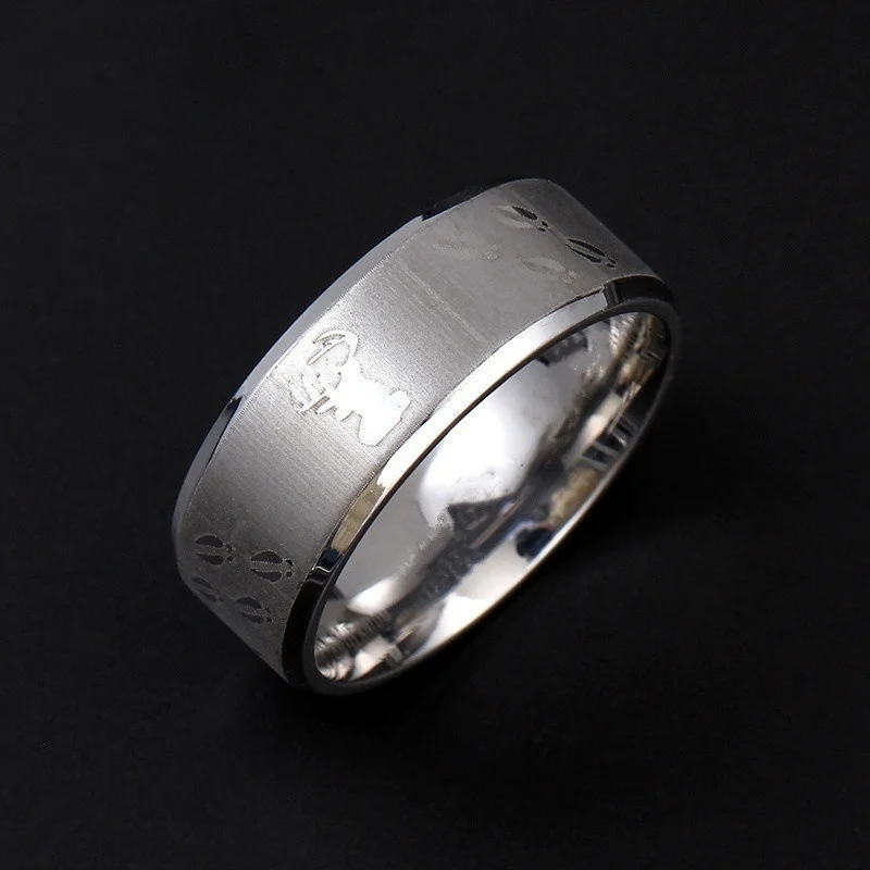

Christmas Deer and Deer Footprint Pattern Ring Men's Ring Fashion Animal Pattern Metal Frosted Ring Accessories Party Jewelry