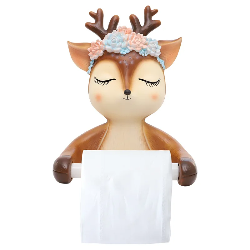 

Mounted Toilet Paper Holder Cute Sika Deer Bathroom Kitchen Roll Paper Accessory Tissue Towel Accessories Holders Toilet Wall